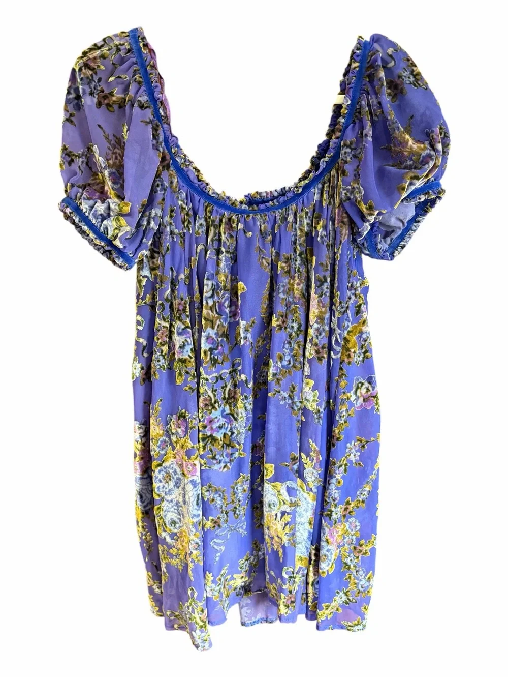FREE PEOPLE Beautiful Blooms Mini Dress Burnout Velvet L
